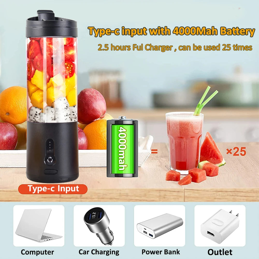 Portable Blender, Personal Blender for Shakes and Smoothies ,Mini Blender for Kitchen, Black, white